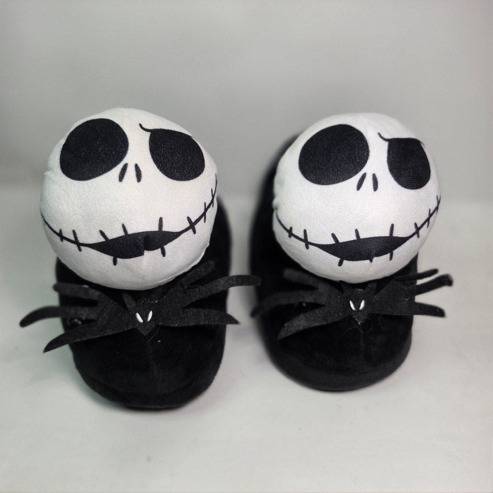 Disney Nightmare Before Christmas Jack Skellington Plush Slippers Black 9/10
